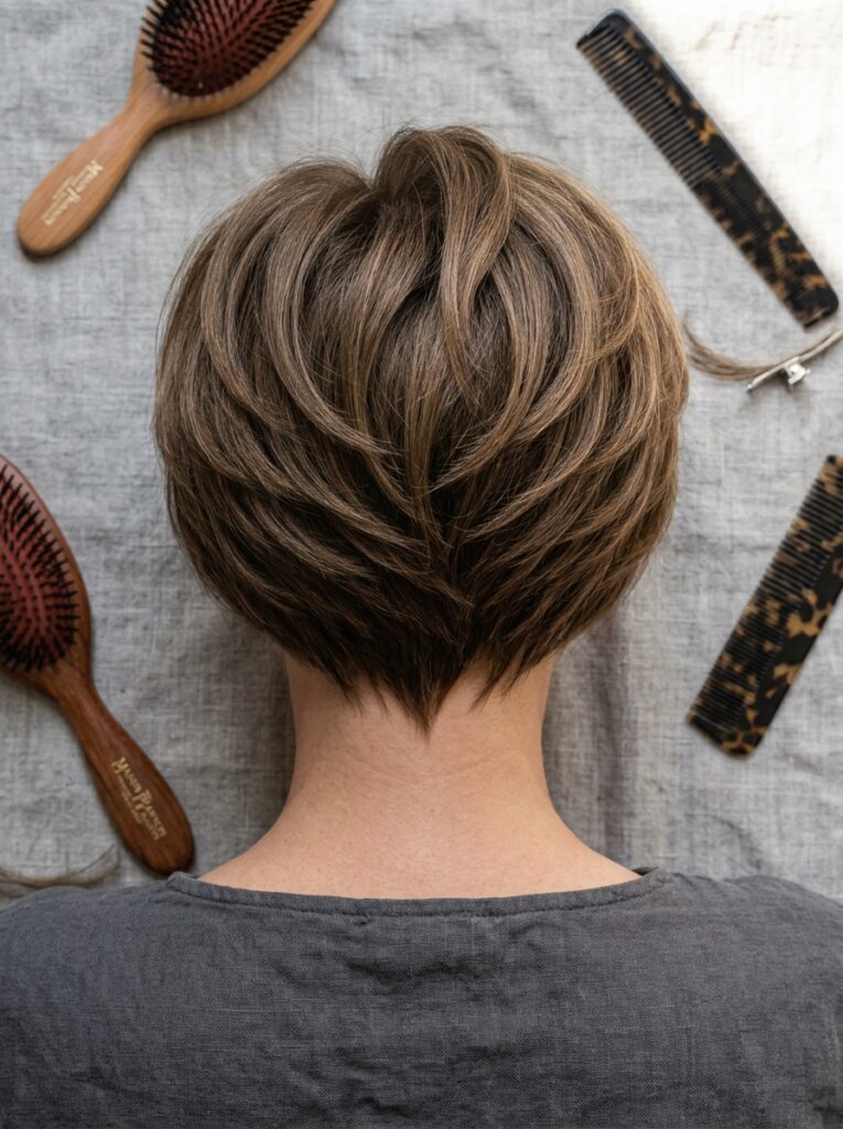 Graduated stacked bob showing added volume and structure at the back