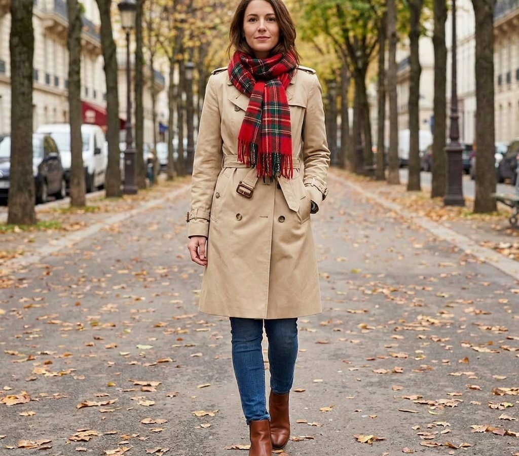 Scarf Outfit Ideas With Trench Coats This Fall