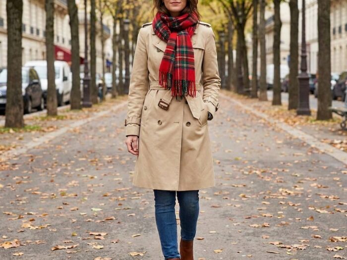 Scarf Outfit Ideas With Trench Coats This Fall
