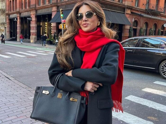 Blue Outfits With Cherry Red Accents for Fall 2026